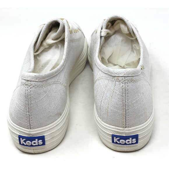 Keds Triple Kick Women's Sz 8 Metallic Textile Gold Lace Up Sneaker Tennis Shoes - Picture 6 of 7